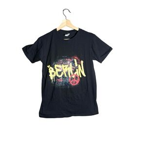 B&C Collection Berlin Graffiti Graphic T-Shirt Black Peace Sign XS E150